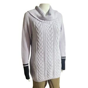 Christopher & Banks Lilac and Navy Cowl Neck Sweater